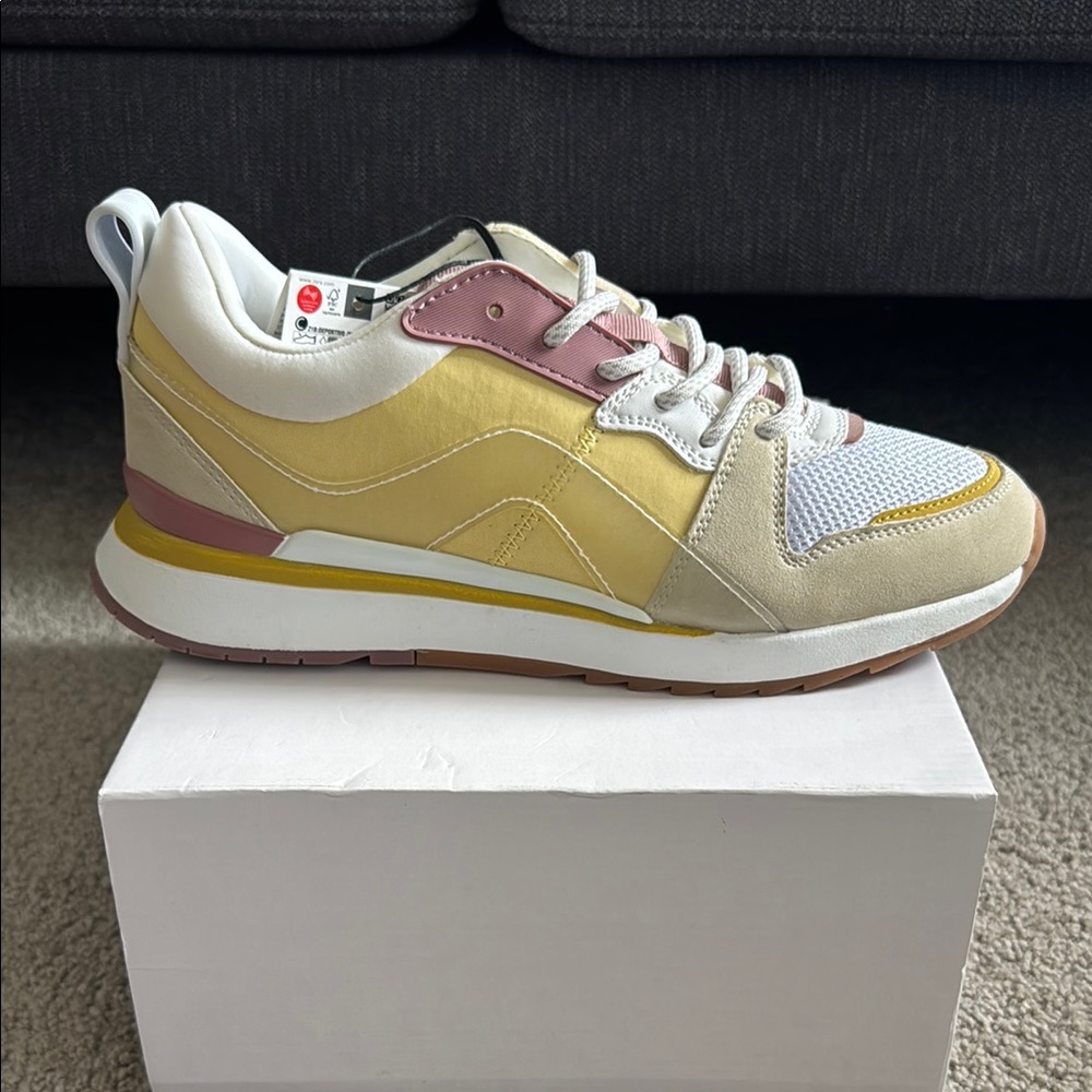 Zara Yellow and Pink Retro Sneakers
